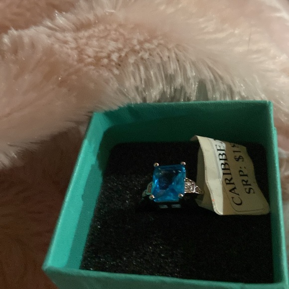 NWT CARIBBEAN Blue Topaz .925 SS Ring - Picture 5 of 10
